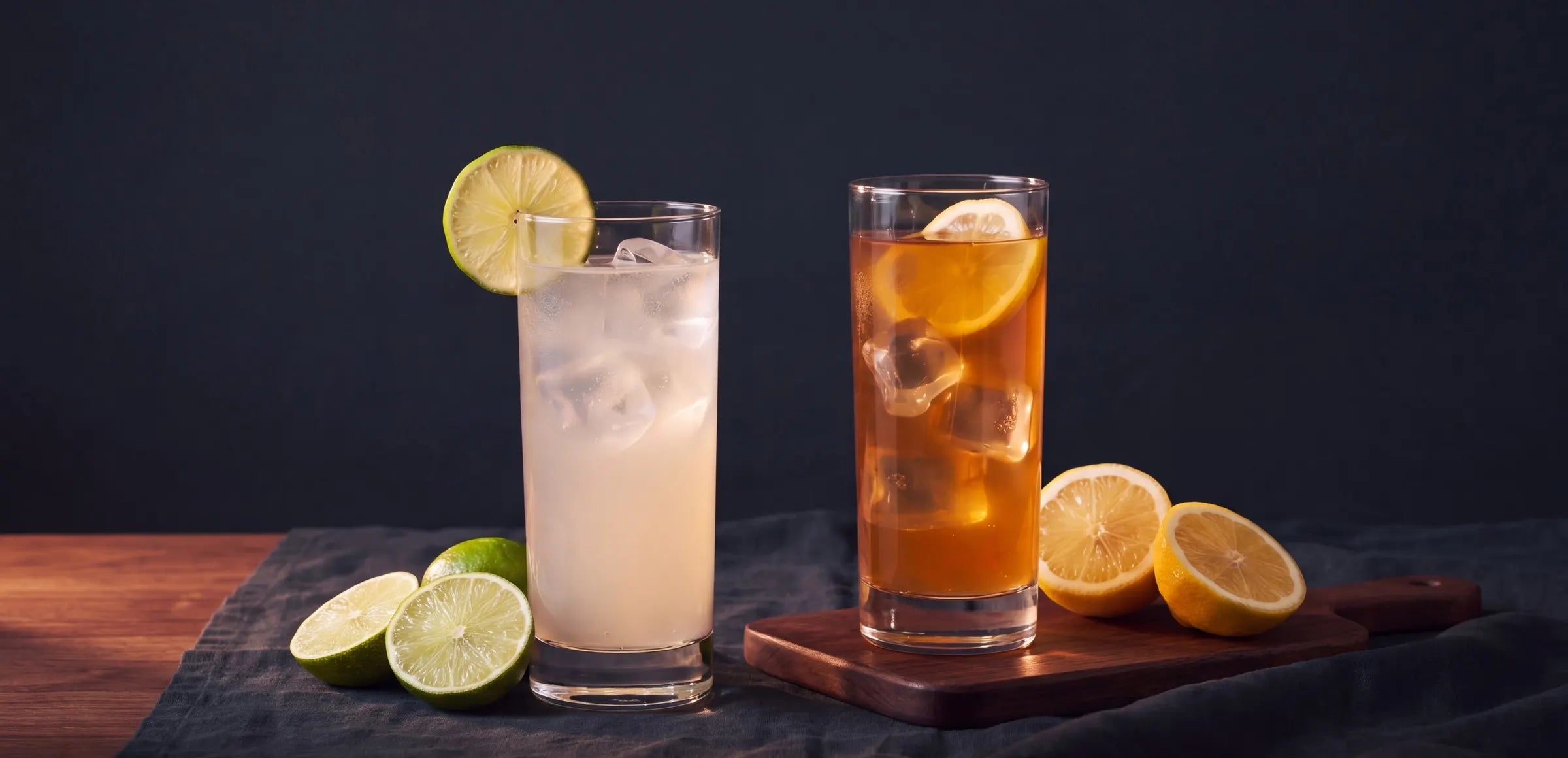 Unsweetened and Coconut Nectar Electrolytes in glasses with lime and lemon